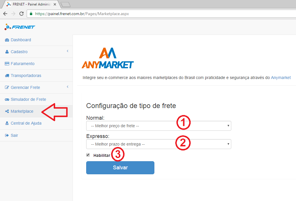 Integração Marketplace - Frenet